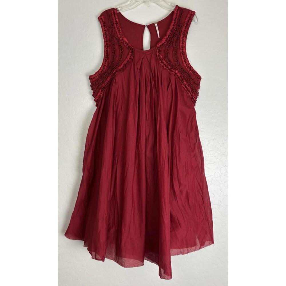 Free People Sleeveless Red Boho Swing Dress